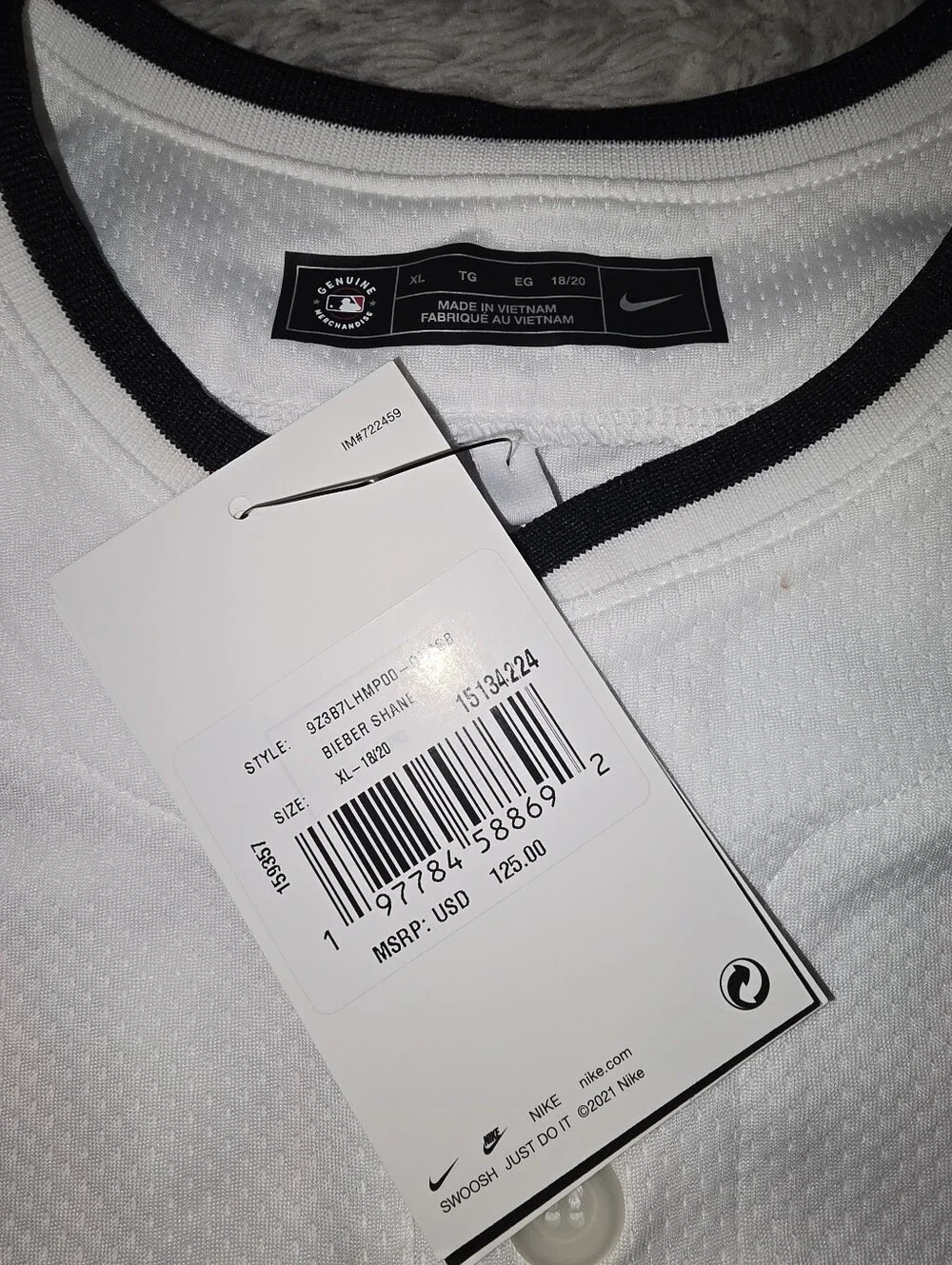 Shane Bieber #57 Nike Baseball Jersey New Youth XL 18 20 Guardians Cleveland